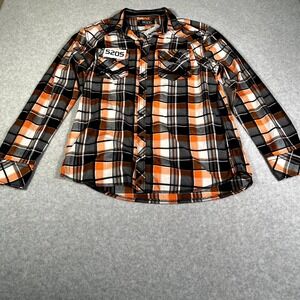 Buckle Black Shirt Mens Large Multicolor Plaid Standard Fit Collared Button Down